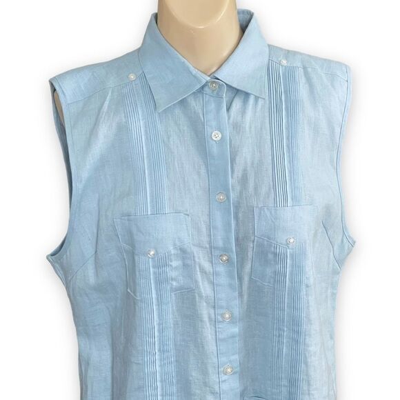 LaHabana Miami Linen Cubavera Cuban Style Guayabera Sleeveless Shirt Dress - Picture 6 of 16